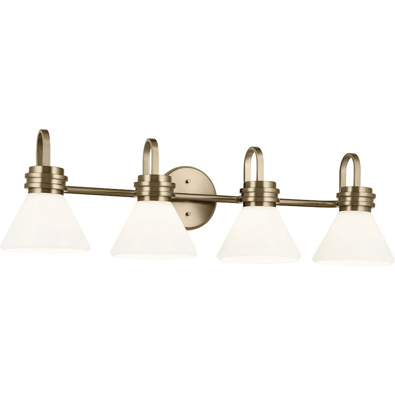 Kichler Farum 34in 4-Light Bathroom Vanity Light | Modern Black and Clear Glass | Bathroom Vanity | 34 x 9.5 in | Model 55156BKCLR