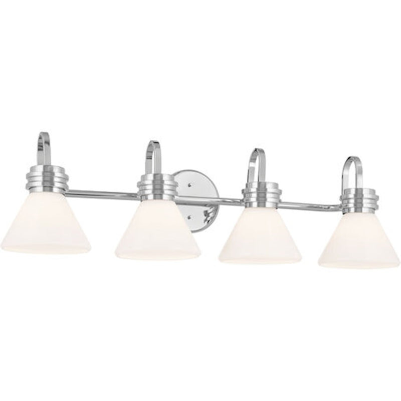 Kichler Farum 34in 4-Light Vanity Light | Soft Modern Champagne Bronze and Opal Glass | Bathroom Vanity & Powder Room | Model 55156CPZ