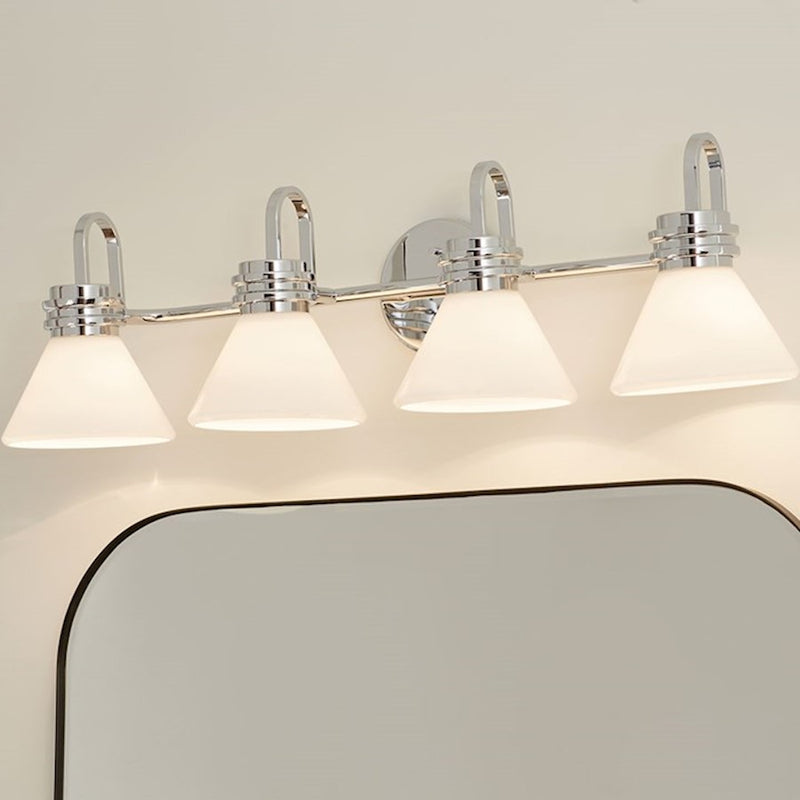 Kichler Farum 34in 4-Light Vanity Light | Soft Modern Champagne Bronze and Opal Glass | Bathroom Vanity & Powder Room | Model 55156CPZ