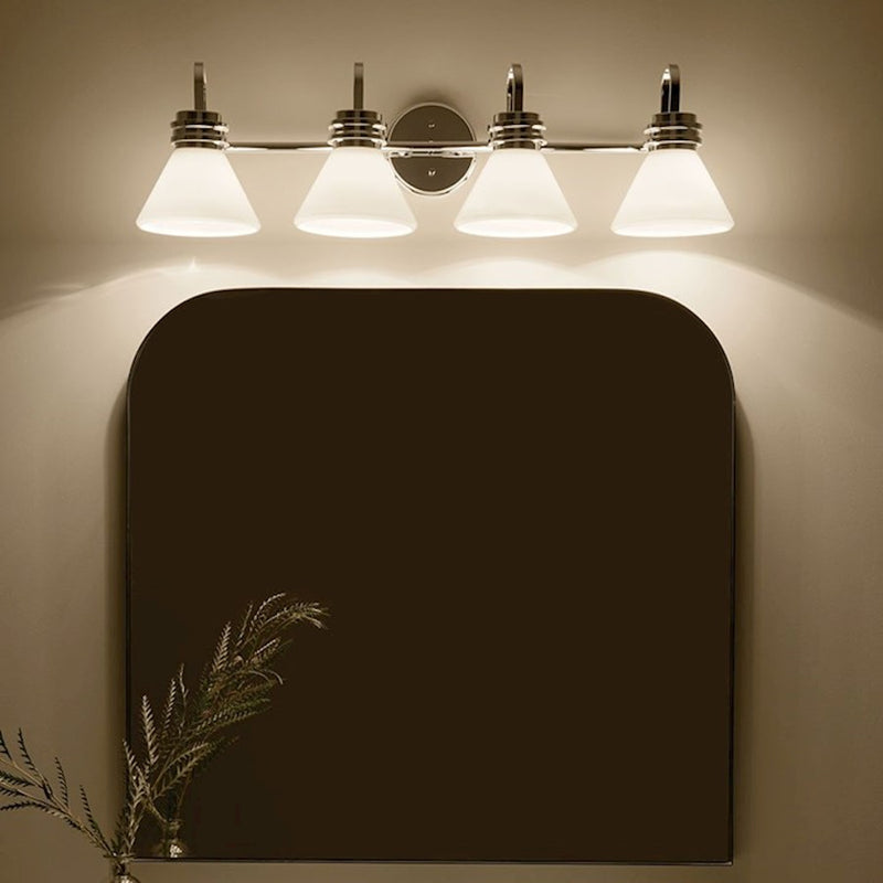 Kichler Farum 34in 4-Light Vanity Light | Soft Modern Champagne Bronze and Opal Glass | Bathroom Vanity & Powder Room | Model 55156CPZ