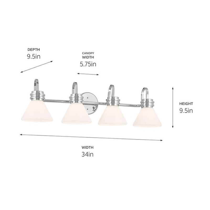 Kichler Farum 34in 4-Light Vanity Light | Soft Modern Champagne Bronze and Opal Glass | Bathroom Vanity & Powder Room | Model 55156CPZ