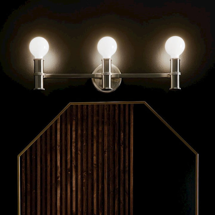 Kichler Torche 24in 3-Light Vanity | Soft Modern Brushed Nickel Steel | Bathroom & Powder Room Light | 60W E26, Dimmable | Model 55157NI
