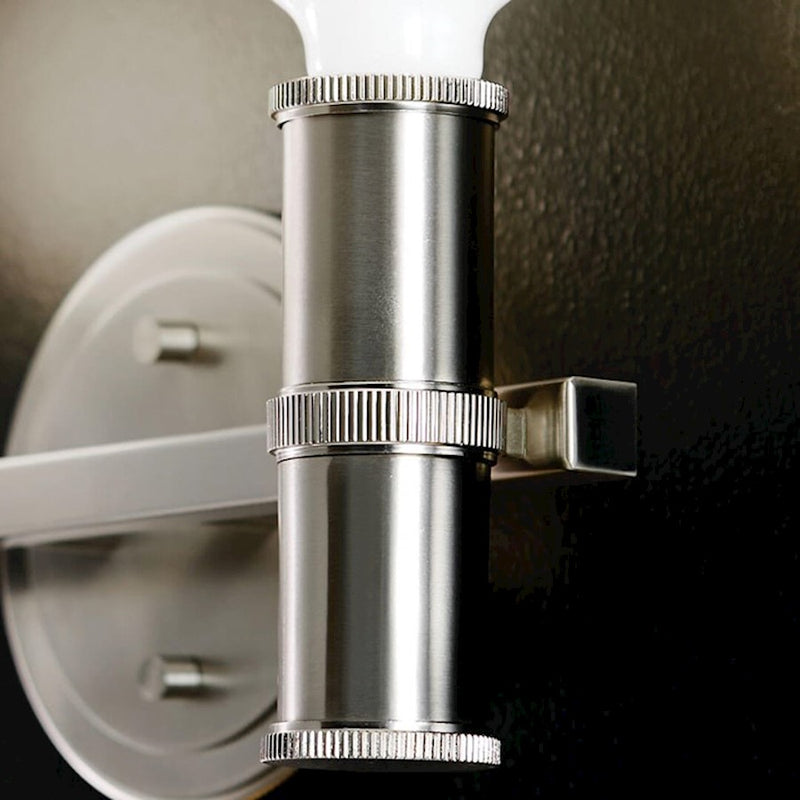 Kichler Torche 13in Wide 2-Light Vanity | Soft Modern Brushed Nickel Steel | Bathroom & Powder Room Accent | 2 x 60W Dimmable, Damp Rated | Model 55158NI