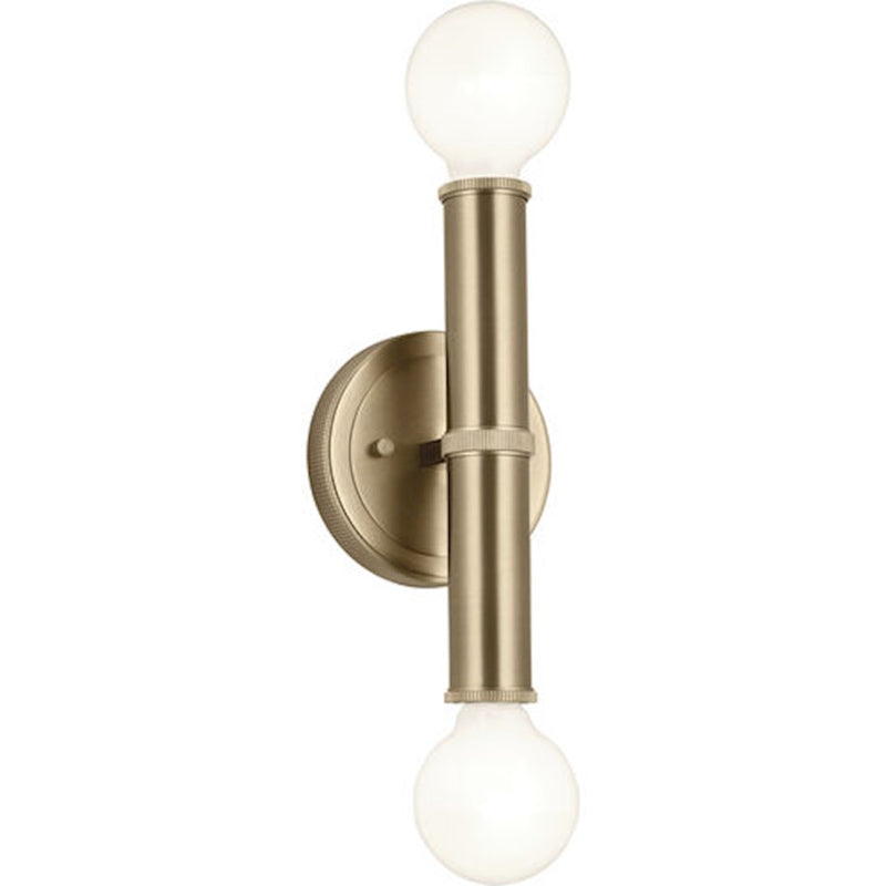 Kichler Torche 5in 2-Light Wall Sconce | Soft Modern Polished Nickel | Bathroom & Hallway Accent | 5 x 4 x 10 in | Model 55159PN