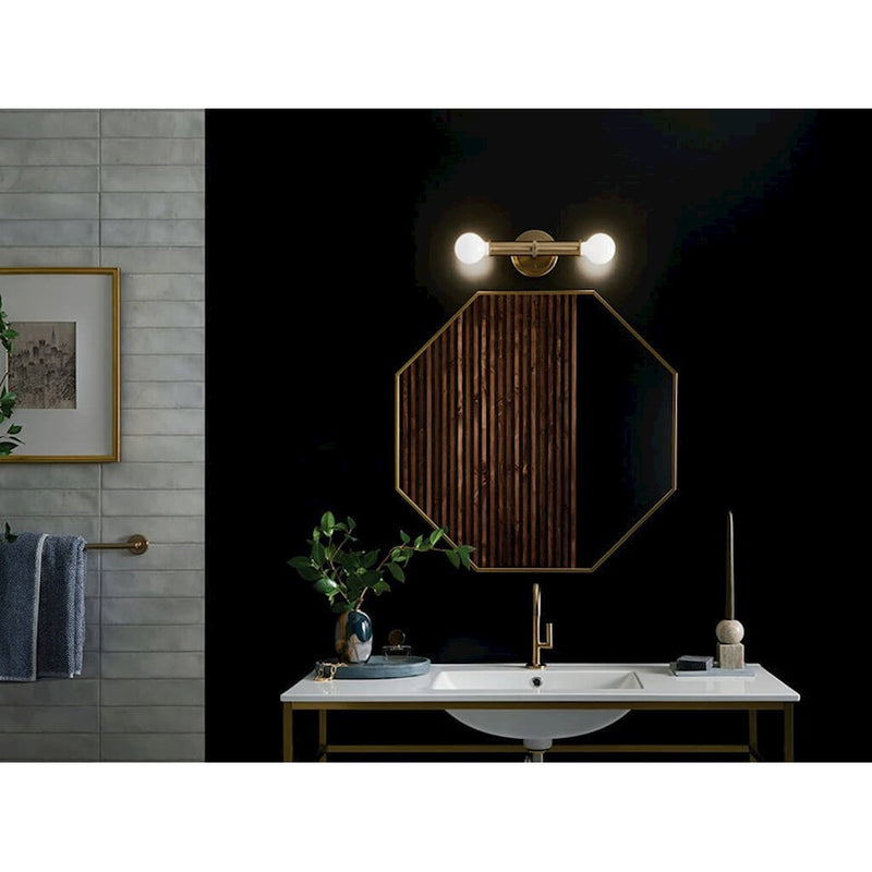 Kichler Torche 5in 2-Light Wall Sconce | Soft Modern Polished Nickel | Bathroom & Hallway Accent | 5 x 4 x 10 in | Model 55159PN