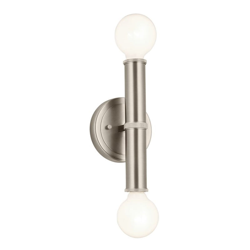 Kichler Torche 5in 2-Light Wall Sconce | Soft Modern Polished Nickel | Bathroom & Hallway Accent | 5 x 4 x 10 in | Model 55159PN