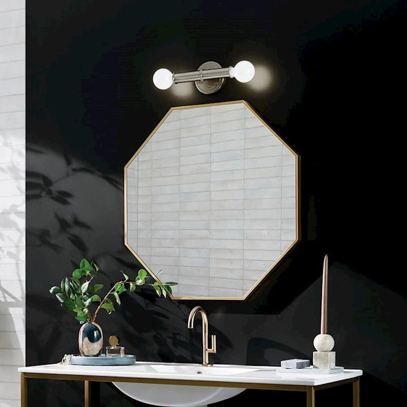 Kichler Torche 5in 2-Light Wall Sconce | Soft Modern Polished Nickel | Bathroom & Hallway Accent | 5 x 4 x 10 in | Model 55159PN