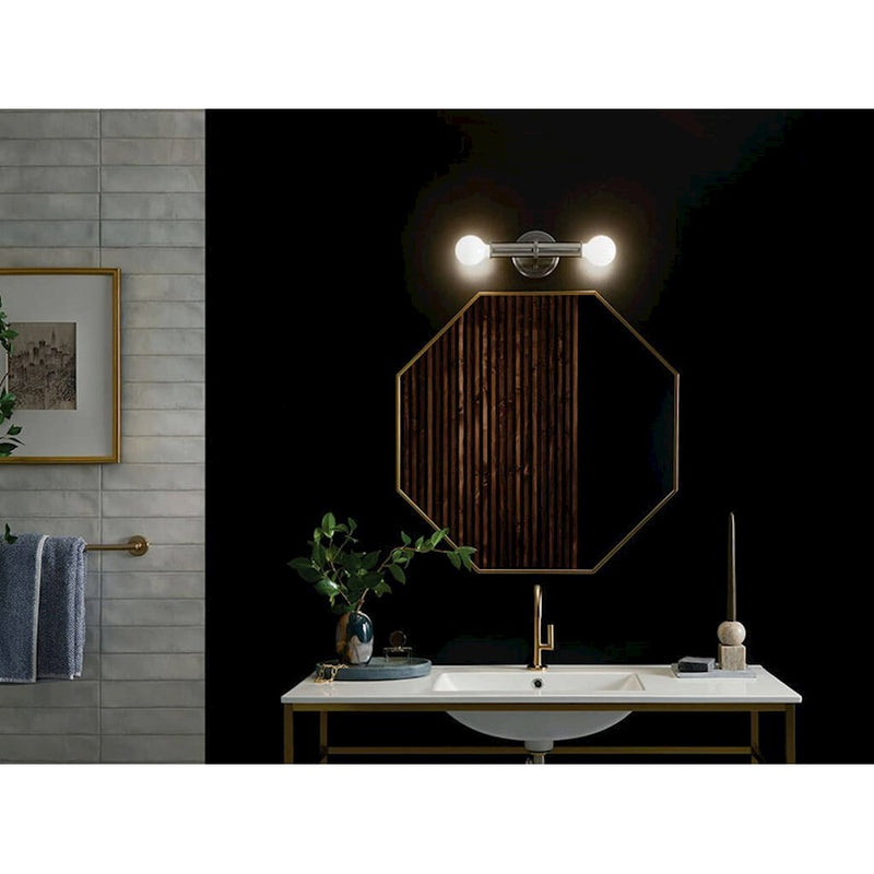 Kichler Torche 5in 2-Light Wall Sconce | Soft Modern Polished Nickel | Bathroom & Hallway Accent | 5 x 4 x 10 in | Model 55159PN