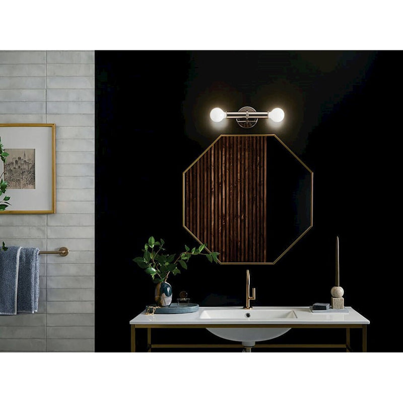 Kichler Torche 5in 2-Light Wall Sconce | Soft Modern Polished Nickel | Bathroom & Hallway Accent | 5 x 4 x 10 in | Model 55159PN