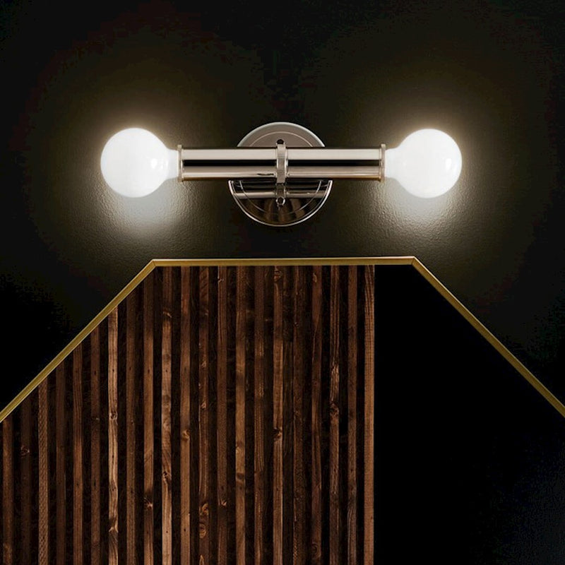 Kichler Torche 5in 2-Light Wall Sconce | Soft Modern Polished Nickel | Bathroom & Hallway Accent | 5 x 4 x 10 in | Model 55159PN