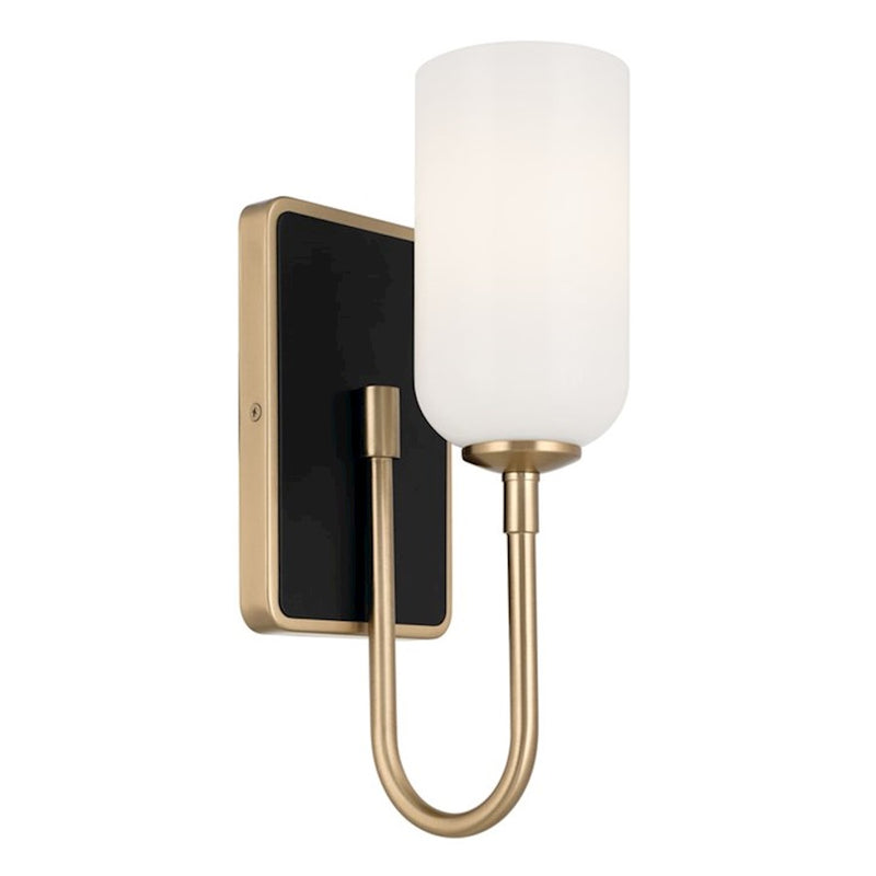 Kichler Solia 14in 1-Light Wall Sconce | Soft Modern Polished Nickel and Opal Glass | Bathroom & Hallway Accent | 5 x 13.5 in | Model 55161PN