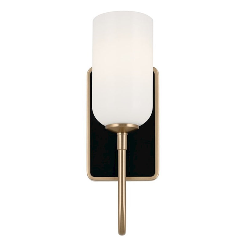 Kichler Solia 14in 1-Light Wall Sconce | Soft Modern Polished Nickel and Opal Glass | Bathroom & Hallway Accent | 5 x 13.5 in | Model 55161PN