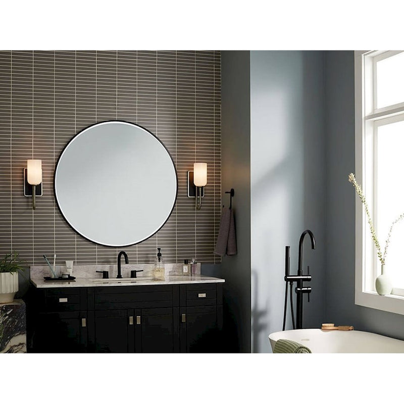 Kichler Solia 14in 1-Light Wall Sconce | Soft Modern Polished Nickel and Opal Glass | Bathroom & Hallway Accent | 5 x 13.5 in | Model 55161PN