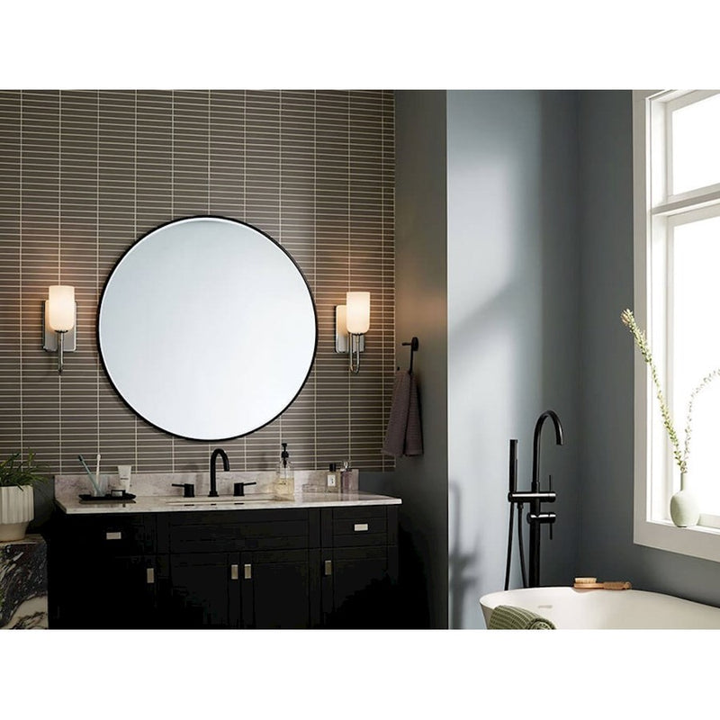 Kichler Solia 14in 1-Light Wall Sconce | Soft Modern Polished Nickel and Opal Glass | Bathroom & Hallway Accent | 5 x 13.5 in | Model 55161PN