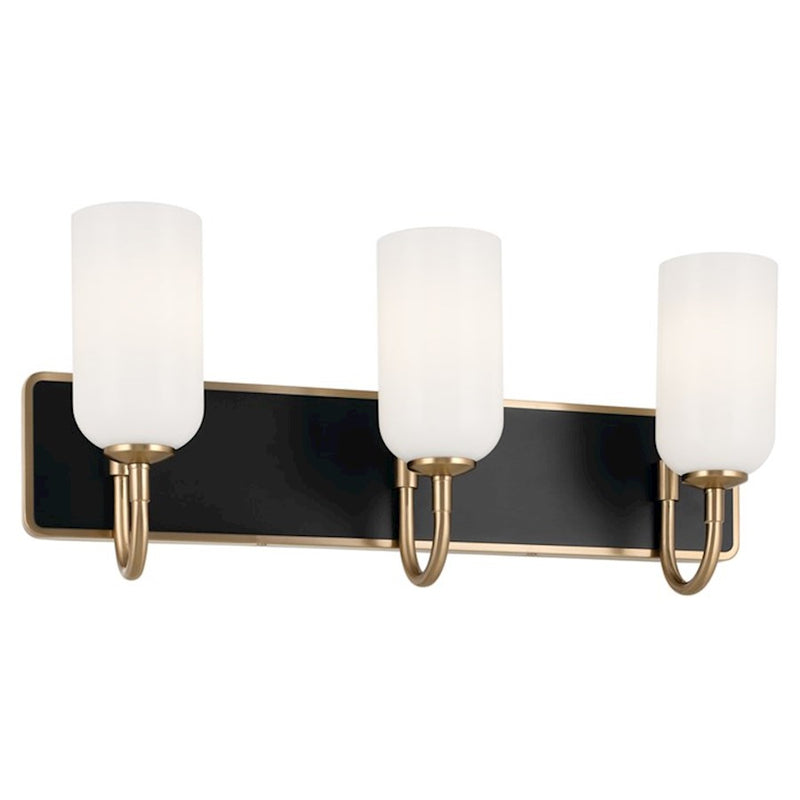 Kichler Solia 24in 3-Light Vanity Light | Champagne Bronze & Black with Opal Glass | Bathroom Vanity Light | Dimmable | Model 55163CPZ