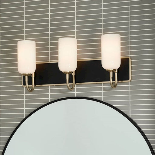 Kichler Solia 24in 3-Light Vanity Light | Champagne Bronze & Black with Opal Glass | Bathroom Vanity Light | Dimmable | Model 55163CPZ