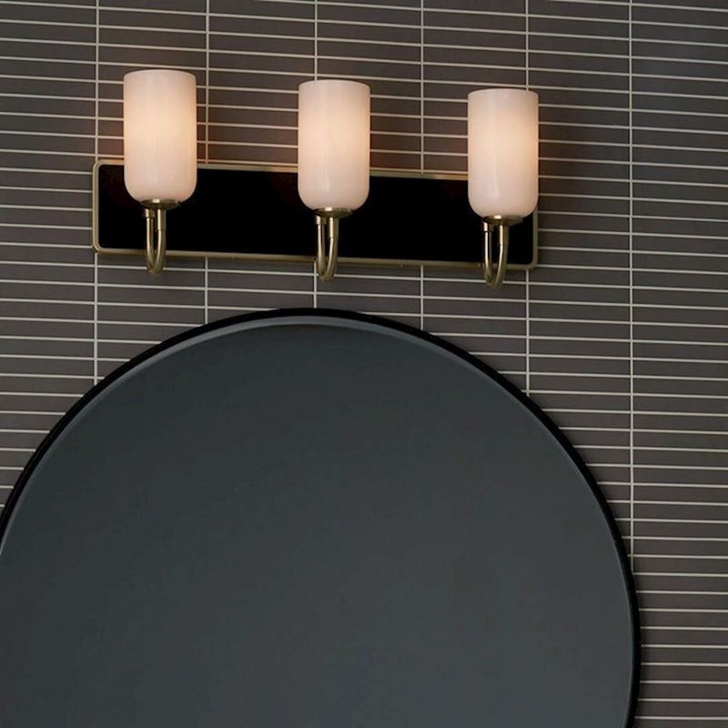 Kichler Solia 24in 3-Light Vanity Light | Champagne Bronze & Black with Opal Glass | Bathroom Vanity Light | Dimmable | Model 55163CPZ