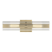 Kichler Jemsa 18in 2-Light Bath Bracket | Modern Champagne Bronze Steel and Clear Fluted Glass | Bathroom & Powder Room Vanity Light | 18 x 4.75 in | Model 55166CPZ