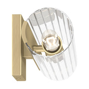 Kichler Jemsa 18in 2-Light Bath Bracket | Modern Champagne Bronze Steel and Clear Fluted Glass | Bathroom & Powder Room Vanity Light | 18 x 4.75 in | Model 55166CPZ