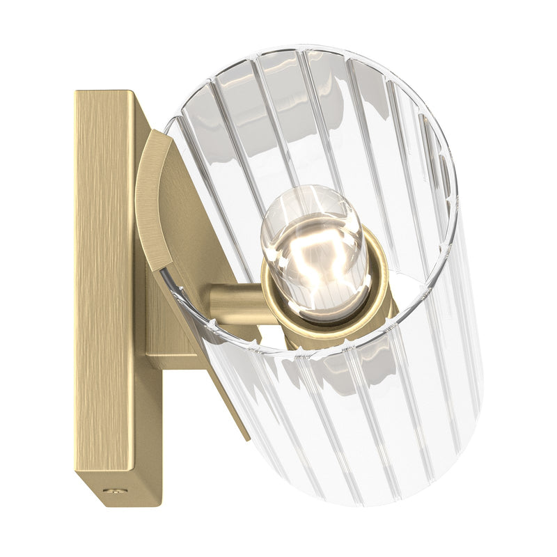 Kichler Jemsa 18in 2-Light Bath Bracket | Modern Champagne Bronze Steel and Clear Fluted Glass | Bathroom & Powder Room Vanity Light | 18 x 4.75 in | Model 55166CPZ
