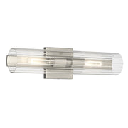 Kichler Jemsa 18in 2-Light Bath Bracket | Modern Brushed Nickel Steel and Clear Fluted Glass | Bathroom & Powder Room Vanity Light | 18 x 4.75 in | Model 55166NI