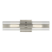 Kichler Jemsa 18in 2-Light Bath Bracket | Modern Brushed Nickel Steel and Clear Fluted Glass | Bathroom & Powder Room Vanity Light | 18 x 4.75 in | Model 55166NI