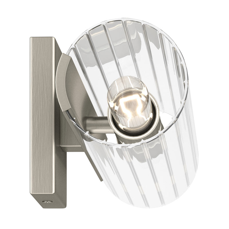 Kichler Jemsa 18in 2-Light Bath Bracket | Modern Brushed Nickel Steel and Clear Fluted Glass | Bathroom & Powder Room Vanity Light | 18 x 4.75 in | Model 55166NI