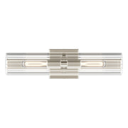 Kichler Jemsa 18in 2-Light Bath Bracket | Modern Polished Nickel Steel and Clear Fluted Glass | Bathroom & Powder Room Vanity Light | 18 x 4.75 in | Model 55166PN