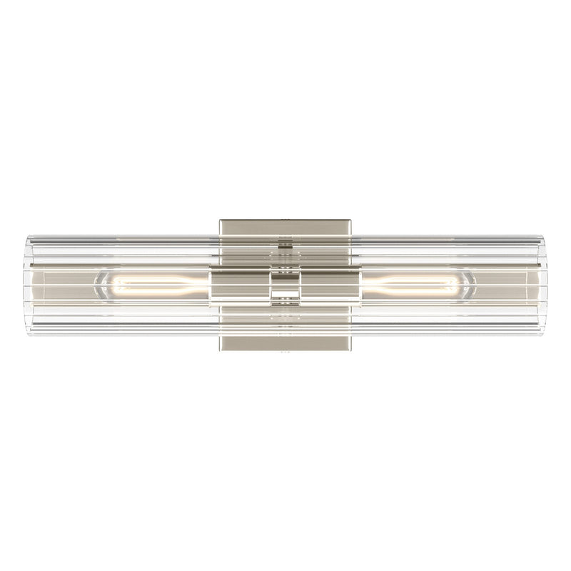 Kichler Jemsa 18in 2-Light Bath Bracket | Modern Polished Nickel Steel and Clear Fluted Glass | Bathroom & Powder Room Vanity Light | 18 x 4.75 in | Model 55166PN
