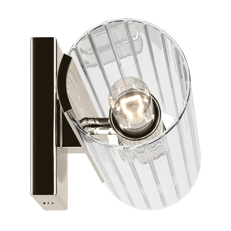 Kichler Jemsa 18in 2-Light Bath Bracket | Modern Polished Nickel Steel and Clear Fluted Glass | Bathroom & Powder Room Vanity Light | 18 x 4.75 in | Model 55166PN