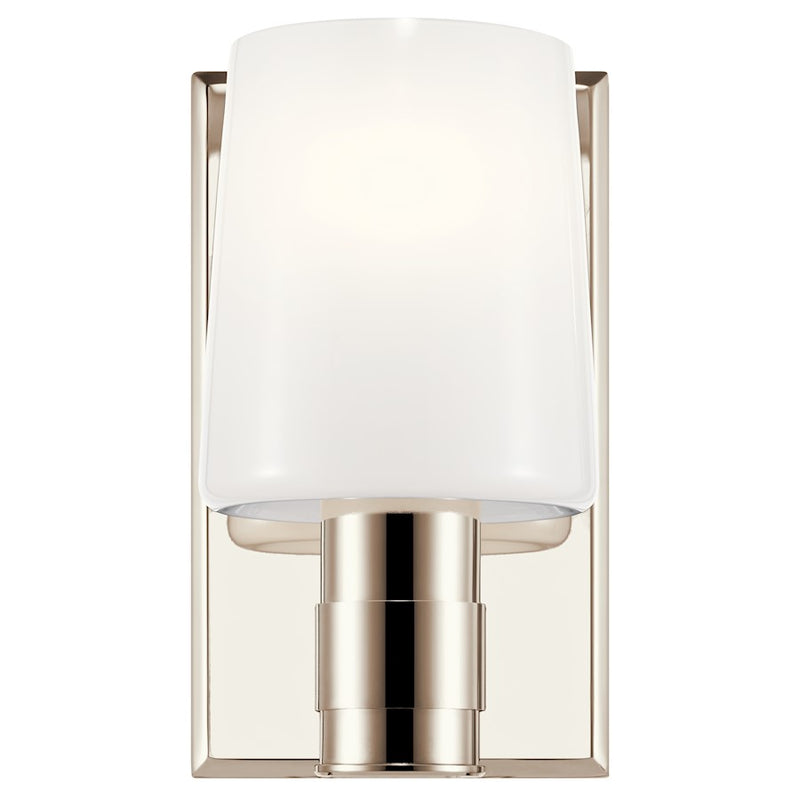 Kichler Adani 8.5in Wide 1-Light Vanity Light | Modern Polished Nickel & Opal Glass | Bathroom & Powder Room Light | 60W Incandescent | Model 55174PN