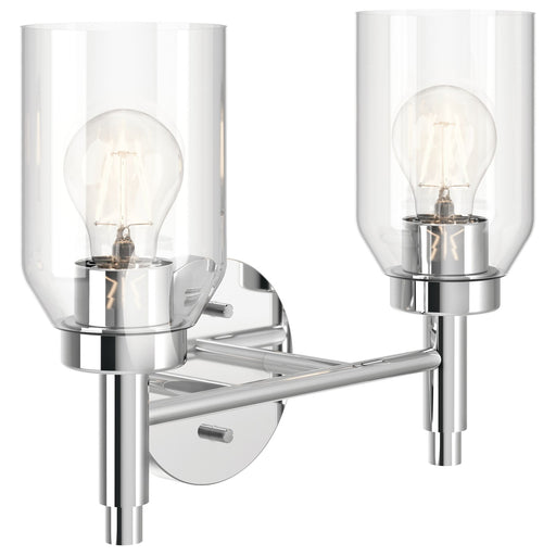 Kichler Madden 14in 2-Light Vanity Light | Modern Chrome and Clear Glass | Bathroom Vanity | 14.25 x 10.5 in | Model 55184CH