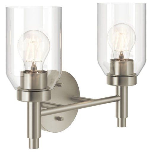 Kichler Madden 14in 2-Light Bathroom Vanity | Modern Brushed Nickel and Clear Glass | Bathroom Vanity & Dressing Area | 5.25in | Model 55184NI