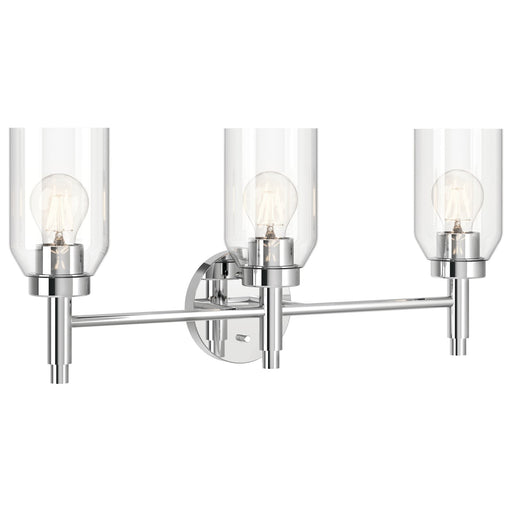 Kichler Madden 24in 3-Light Bathroom Vanity | Modern Chrome and Clear Glass | Damp-Rated Bathroom Vanity Light | 24 x 10.5 in | Model 55185CH