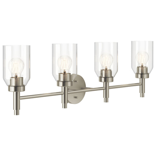 Kichler Madden 34in 4-Light Bathroom Vanity | Modern Brushed Nickel and Clear Glass | Bathroom Vanity | 34 x 10 x 5 in | Model 55186NI