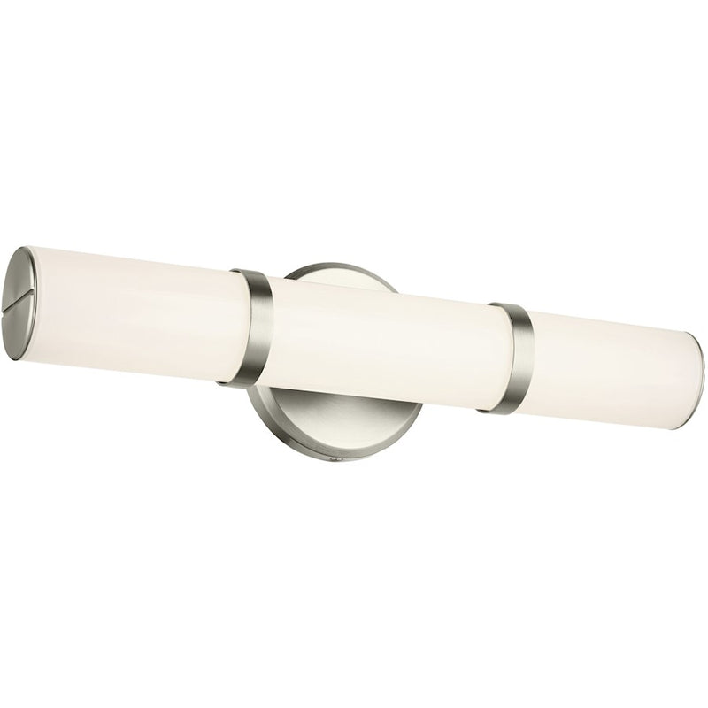Kichler Rosh 18in 1-Light LED Wall Sconce | Modern Minimalist Champagne Bronze and White Glass | Bathroom & Hallway Accent | Model 55187CPZLED