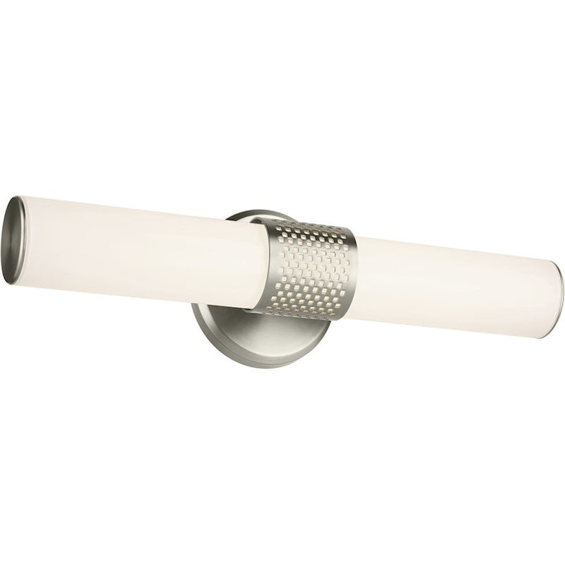 Kichler Sashi 18in 1-Light Wall Sconce | Industrial Chrome and White Glass | Bathroom Vanity | 18 x 5 in | Model 55191CHLED