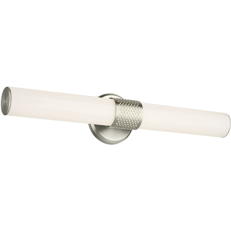 Kichler Sashi 24in 1-Light Linear Bath | Industrial Champagne Bronze and White Glass | Bathroom Vanity | W 24 x H 5 in | Model 55192CPZLED