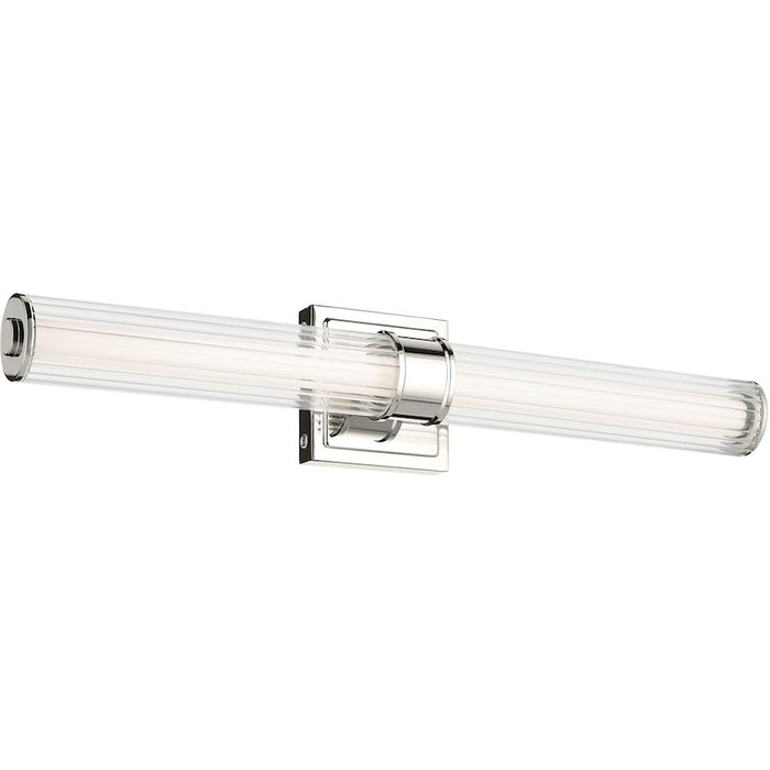 Kichler Laurene 2 Light Linear Bath Medium, Nickel/Clear Fluted - 55196NILED