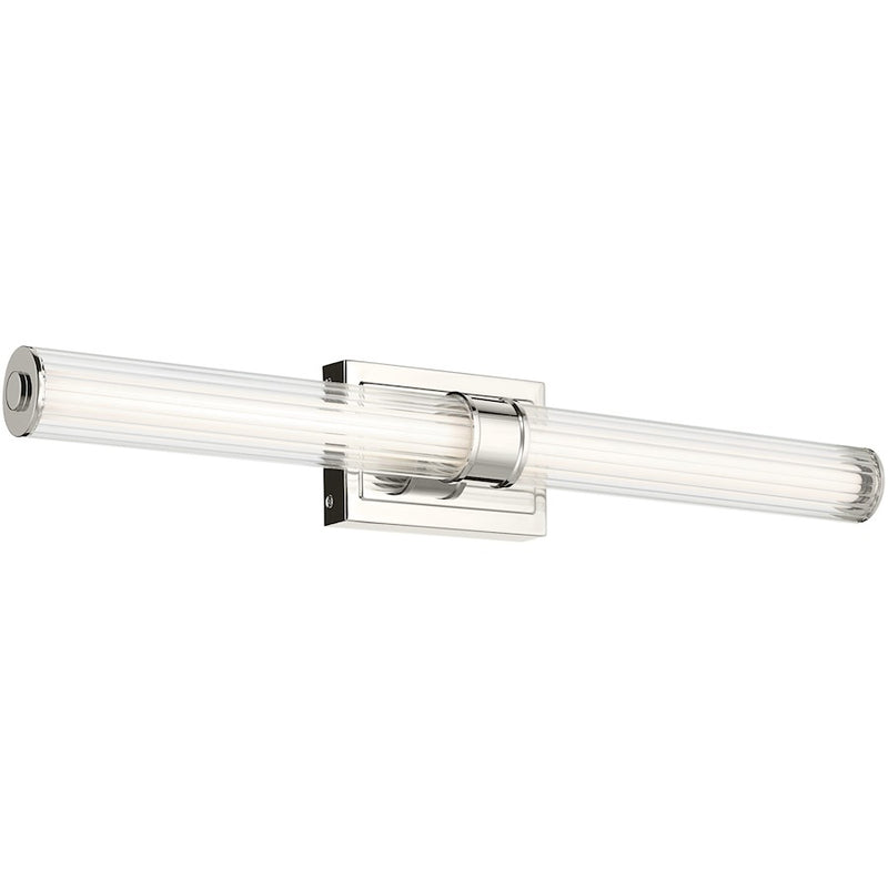 Kichler Laurene 31in 2-Light Linear Bath Vanity Light | Modern Champagne Bronze and Clear Fluted Glass | Bathroom & Powder Room | Model 55197CPZLED