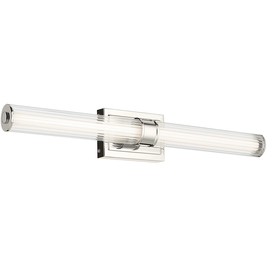 Kichler Laurene 2 Light Linear Bath Large, Nickel/Clear Fluted - 55197NILED