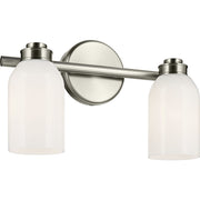 Kichler Shae 15in 2-Light Vanity Light | Modern Black and Cased Opal Glass | Bathroom Vanity | 15 x 9 in | Model 55201BK