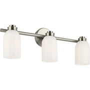 Kichler Shae 24in 3-Light Bath Vanity Light | Modern Black Steel Cased Opal Glass | Bathroom & Powder Room | 24.25 x 9 x 5.5 in | Model 55202BK