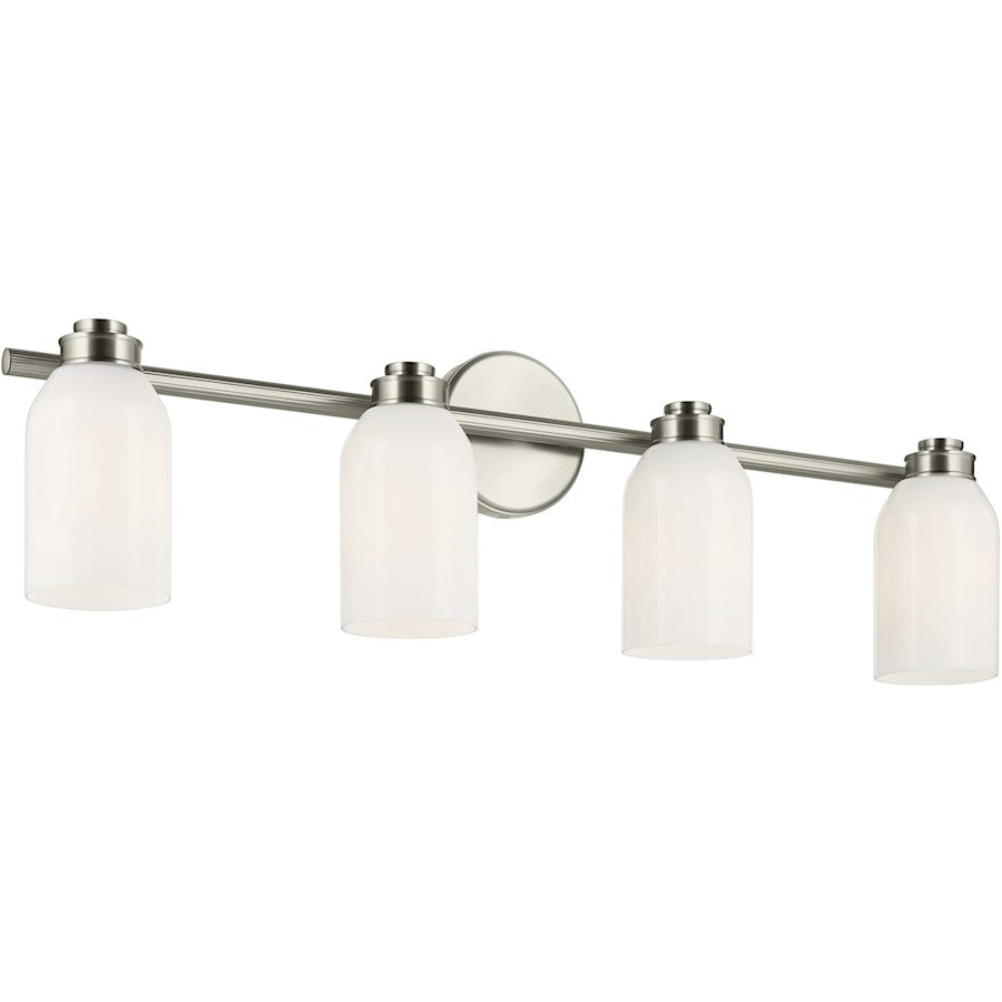 Kichler Shae 4 Light 31" Wall Mt Bath 4 Arm, Brushed Nickel/Cased Opal - 55203NI