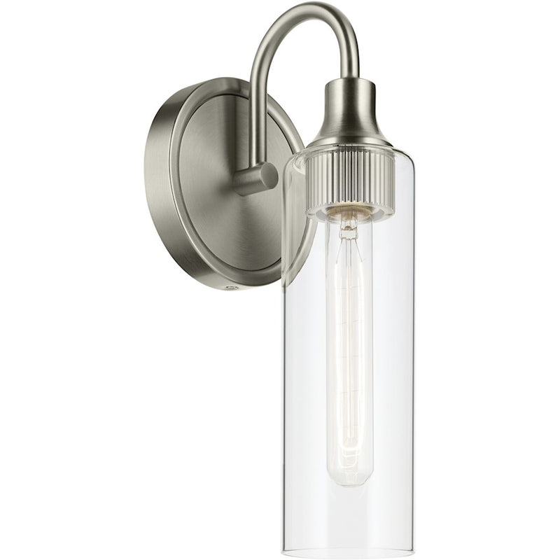 Kichler Kavi 1-Light Wall Sconce | Chrome Steel and Clear Glass | Bathroom Vanity & Hallway | 5 x 13 in, Dimmable | Model 55209CH