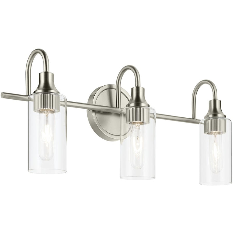 Kichler Kavi 23in 3-Light Vanity Light | Modern Champagne Bronze and Clear Glass | Bathroom Vanity | 23 x 10 x 6 in | Model 55211CPZ
