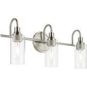 Kichler Kavi 23in 3-Light Vanity Light | Brushed Nickel and Clear Glass | Bathroom Vanity & Powder Room | W 23 x H 10 x E 6 in | Model 55211NI