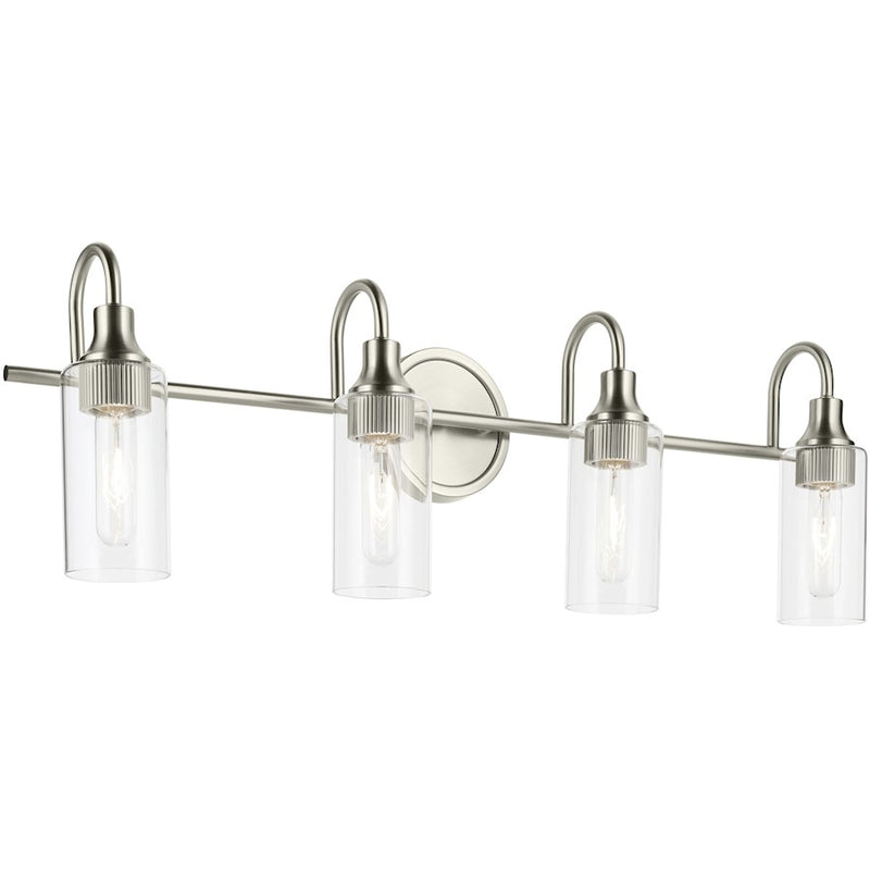 Kichler Kavi 32in 4-Light Vanity Light | Modern Black Steel and Clear Glass | Bathroom Vanity & Powder Room | 31.5 x 10 in | Model 55212BK