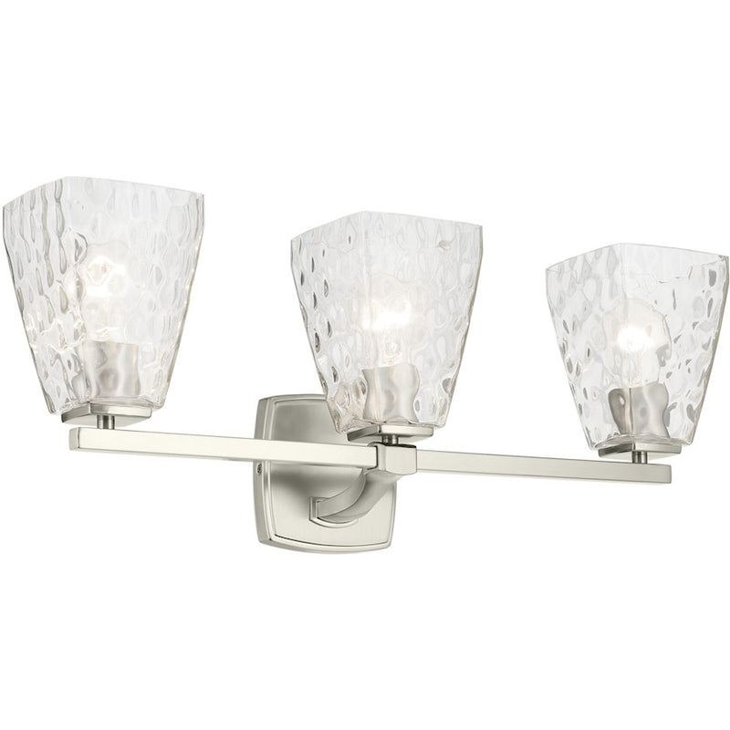 Kichler Marant 23.75in 3-Light Vanity Light | Modern Champagne Bronze and Clear Water Glass | Bathroom Vanity | 23.75 x 9.5 in | Model 55216CPZWTR