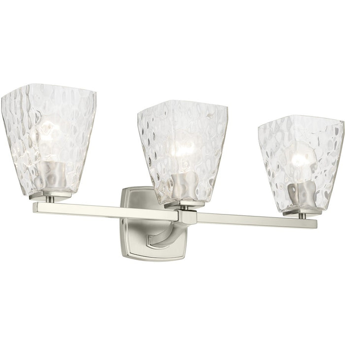 Kichler Marant 3 Light Wall Mt Bath 3 Arm, Nickel/Clear Water - 55216NIWTR